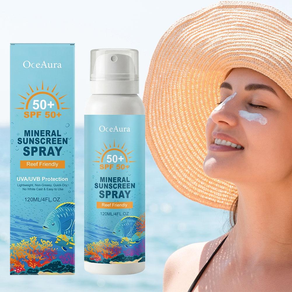 Spf 50 Sunscreen - OceAura SPF50+ Reef-Friendly Mineral Sunscreen Spray