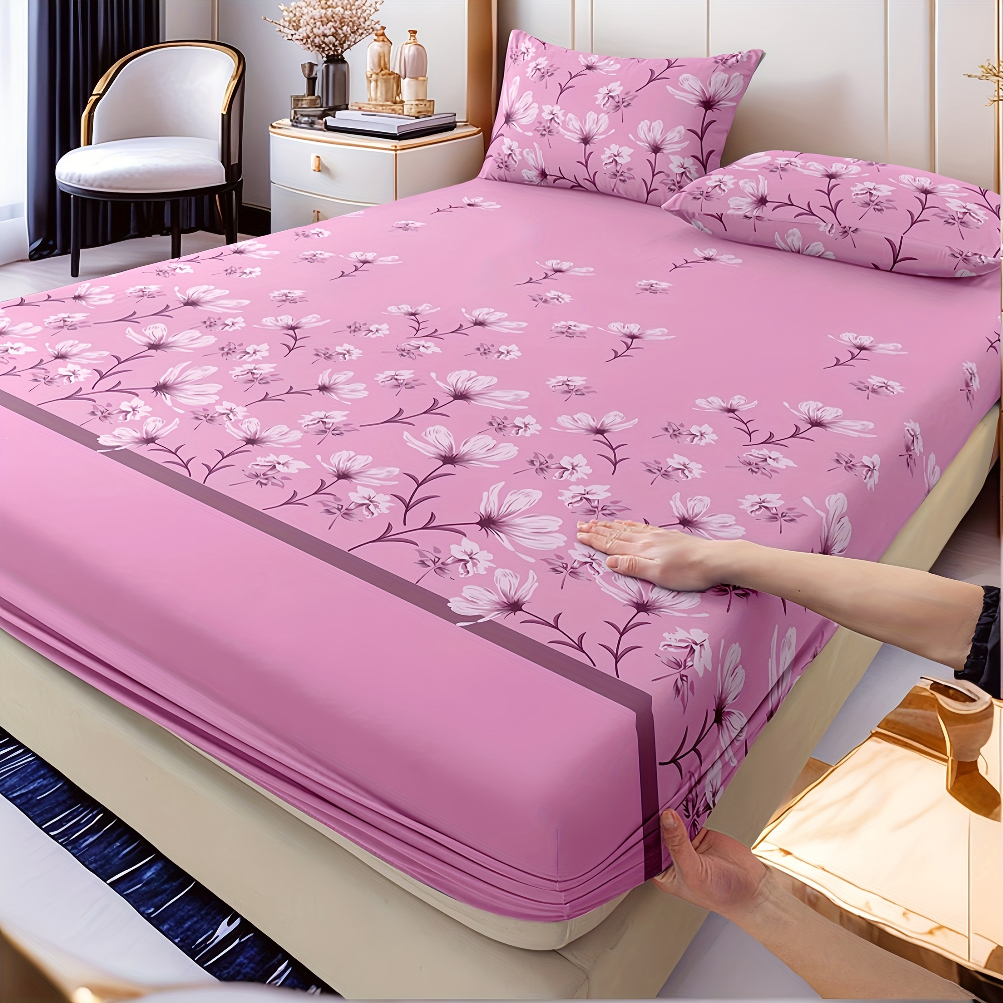 Skincare Queen - Pink Magnolia Premium Fitted Sheet Set